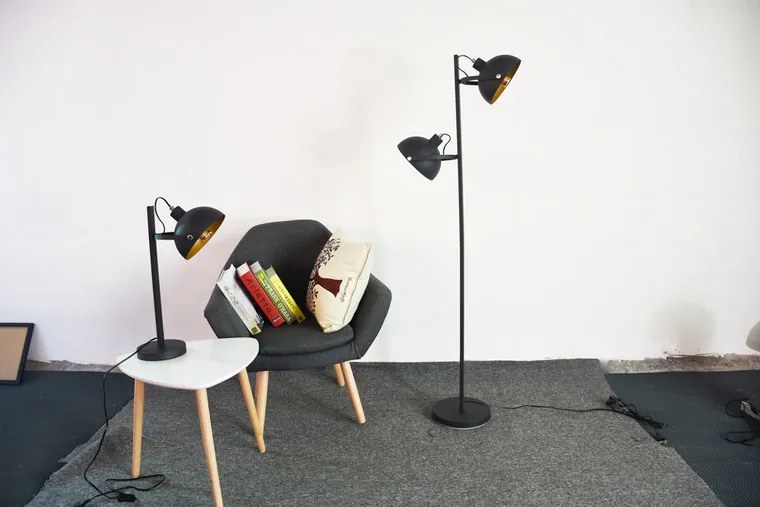 Arras Industrieel Design Vloerlamp 2-Lichts Goud Zwart