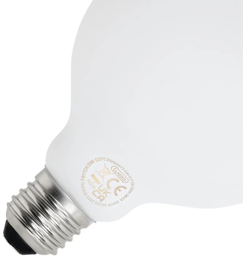 Set van 5 E27 3-staps dimbare LED lamp G95 mat 5W 550 lm 3000K