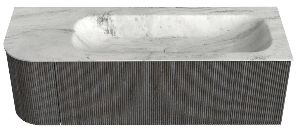 Mondiaz Kurve-dlux 135cm badmeubel ronding links shadow met 1 lade en deur en wastafel big medium rechts zonder kraangat opalo