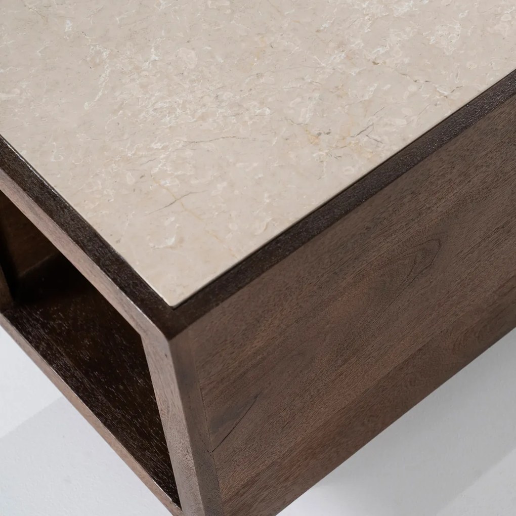 Eleonora Hazel Bijzettafel Donker Hout En Marmer - 35 X 79cm.