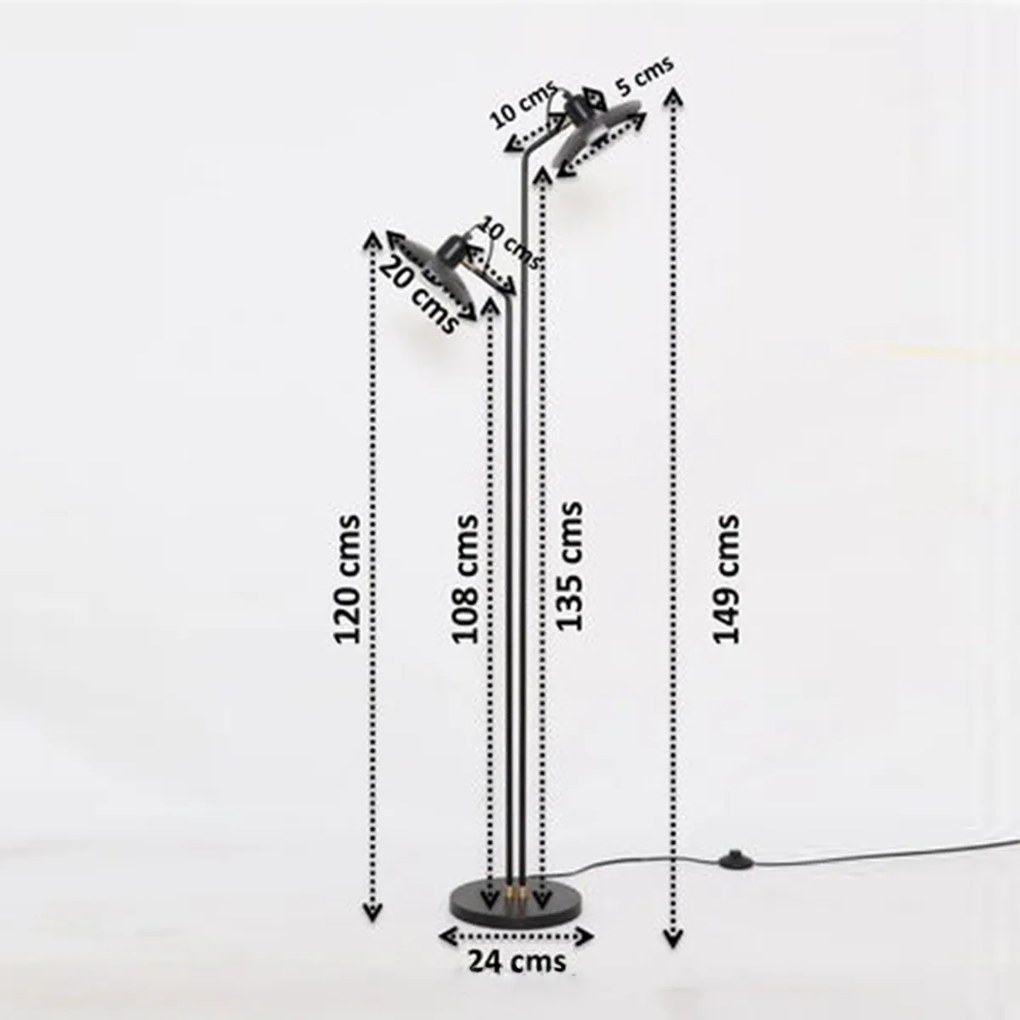Staande Leeslamp Zwart Retro Design