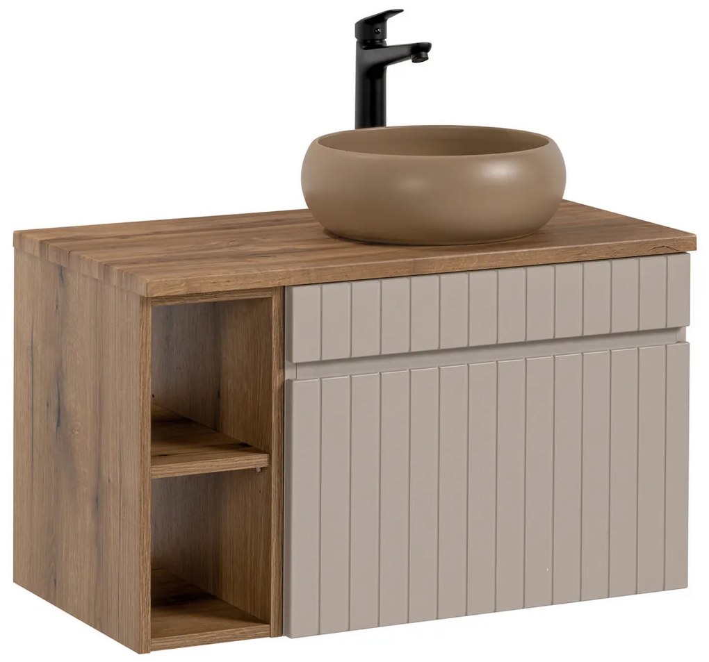 Comad Iconic Cashmere badkamermeubel 80cm met open kast en cappuccino waskom taupe