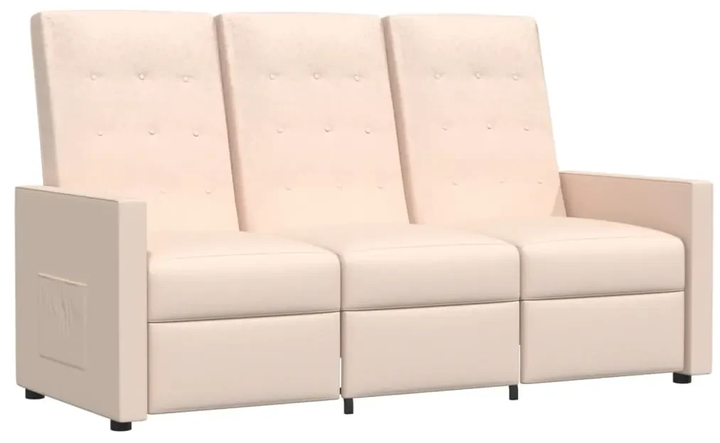vidaXL Fauteuil 3-zits verstelbaar stof crèmekleurig