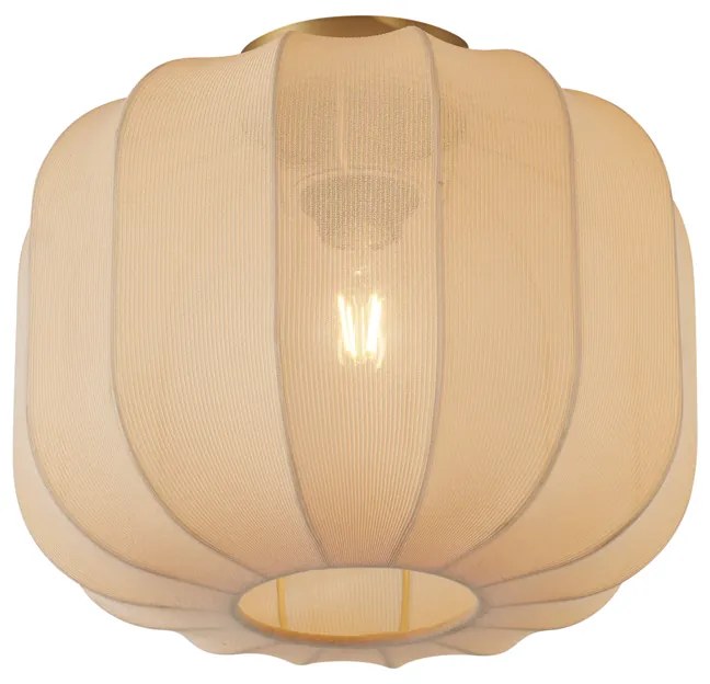Stoffen Japandi plafondlamp goud met beige kap - PluniJapandi E27 Scandinavisch bol / globe / rond Binnenverlichting Lamp
