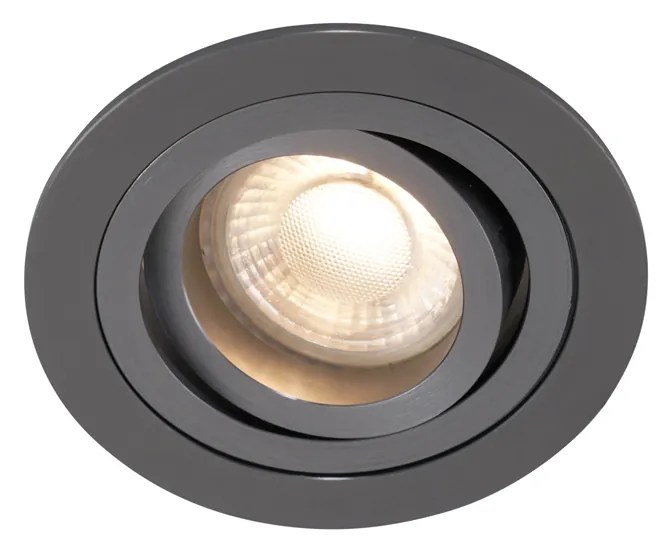 Set van 6 Moderne inbouwspot gunmetal GU10 50mm rond kantelbaar - Rondoo GU10 Binnenverlichting Lamp