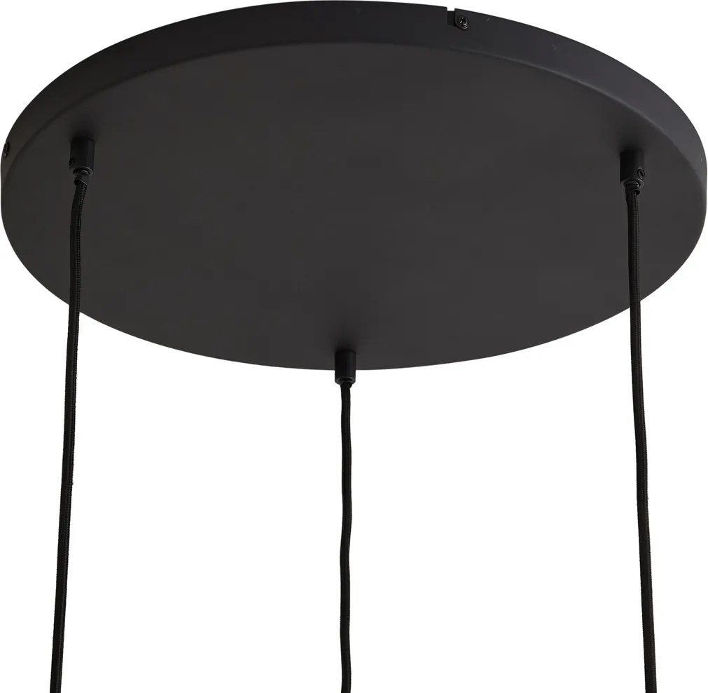 Japandi hanglamp zwart met witte linnen kap 3-lichts - Rieu