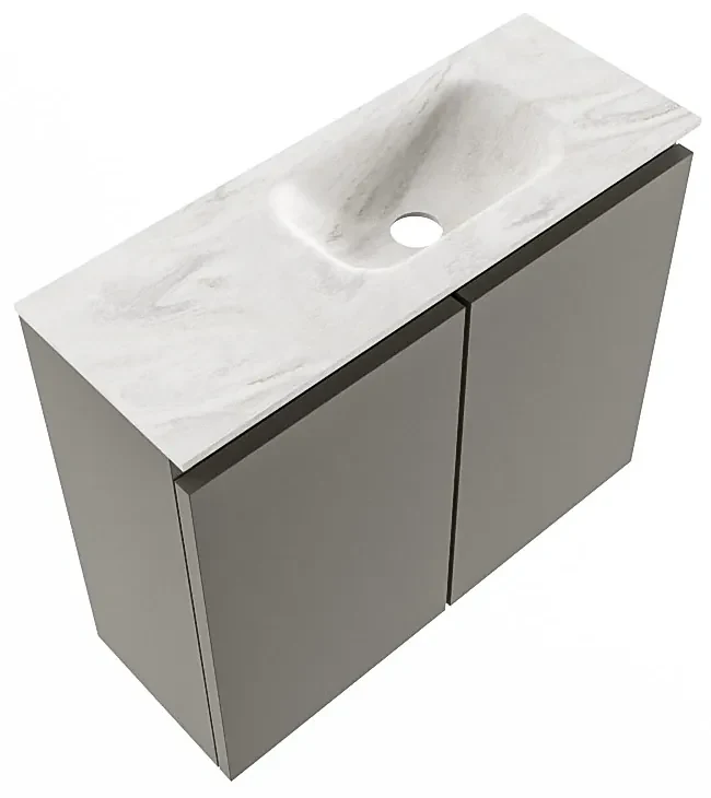 Mondiaz Ture DLux toiletmeubel 60cm smoke met wastafel ostra rechts met kraangat