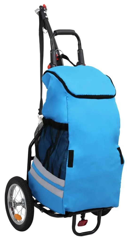 vidaXL Fietskar inklapbaar met boodschappentas blauw en zwart