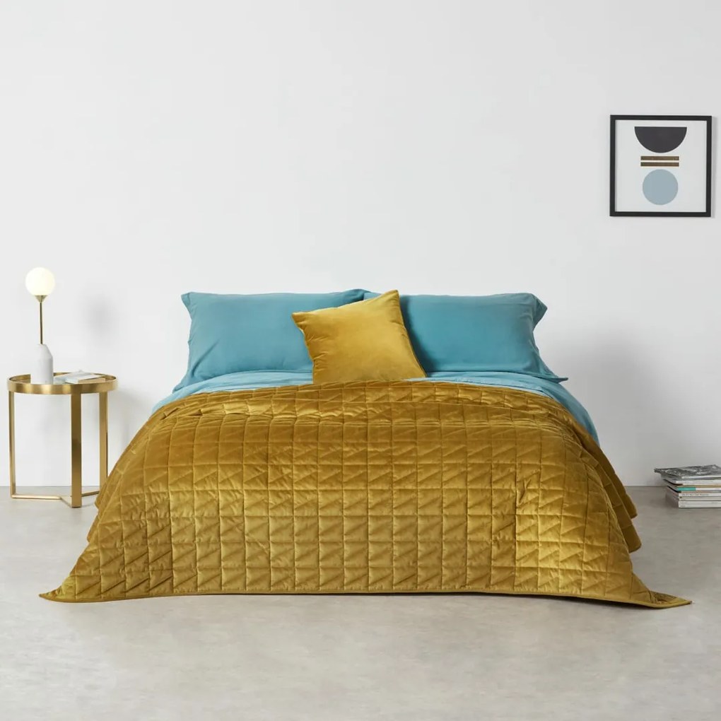 Julius bedsprei van fluweel, 225x220cm, antiek goud