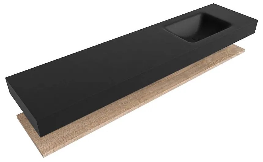 Zaro Alan badmeubel 190cm met planchet washed oak en vrijhangende wastafel cloud rechts zonder kraangat urban