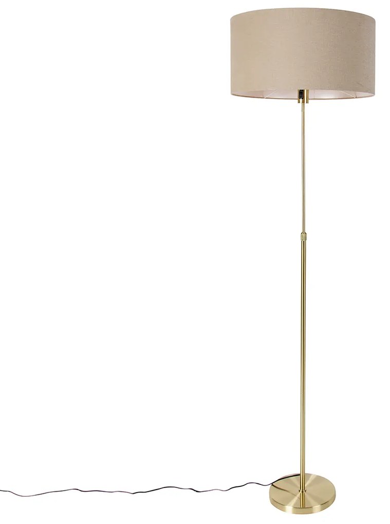 Vloerlamp verstelbaar goud met kap lichtbruin 50 cm - Parte