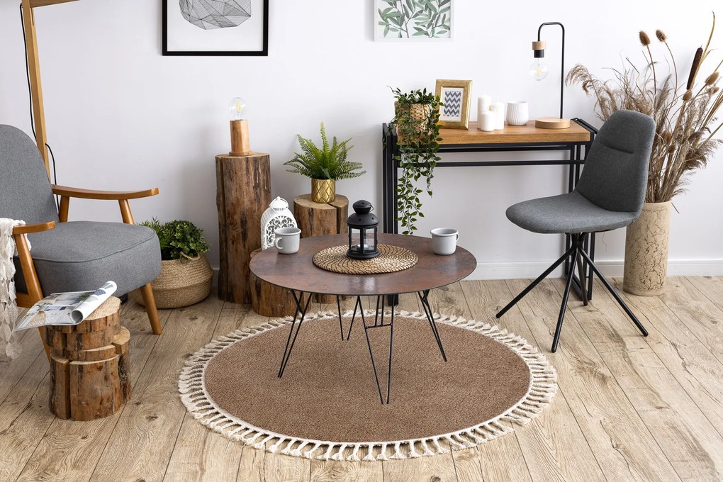 Tapijt BERBER 9000 ROND beige, Berber marokkaanse shaggy