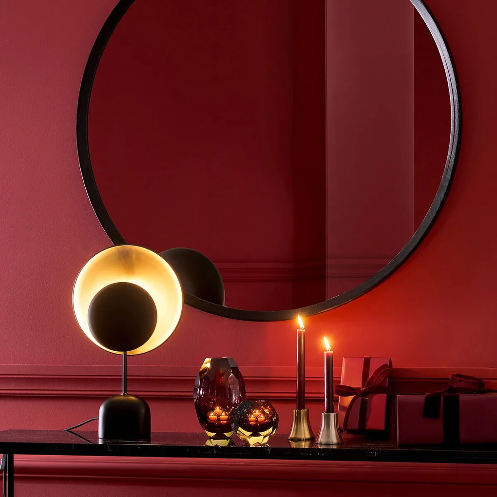 Ronde spiegel in massief zwart eiken,Ø100 cm, Orion