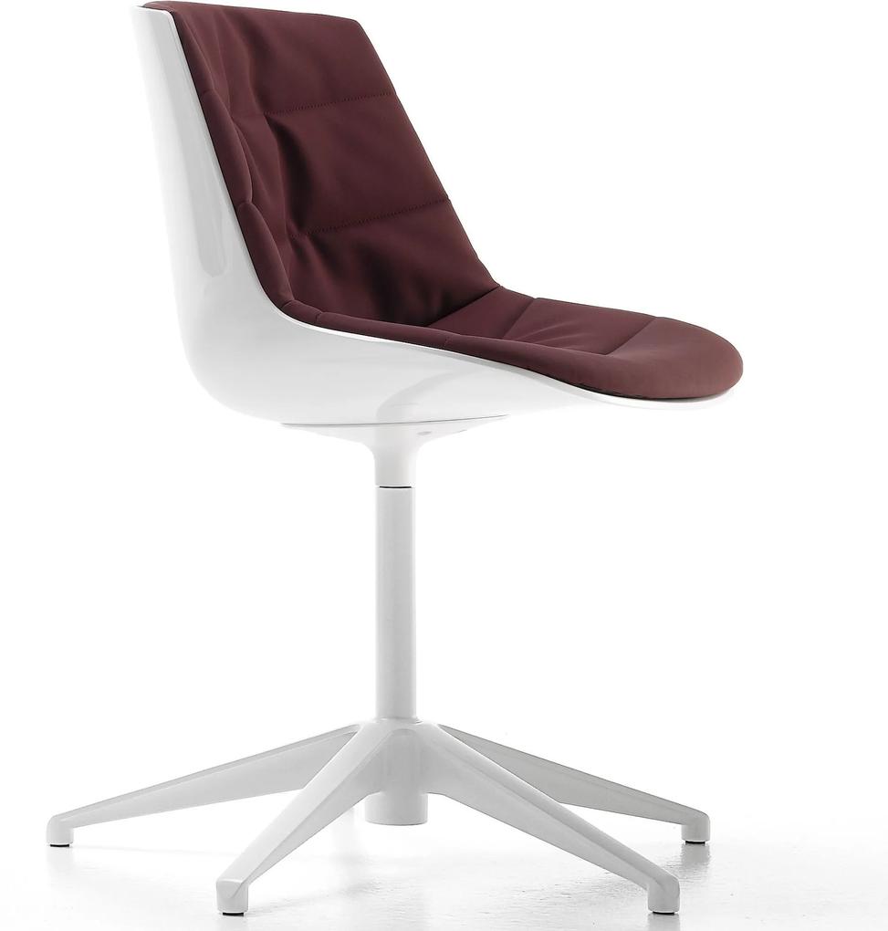 MDF Italia Flow Chair gestoffeerde stoel met fixed onderstel wit onderstel witte kuip Londra burgundy