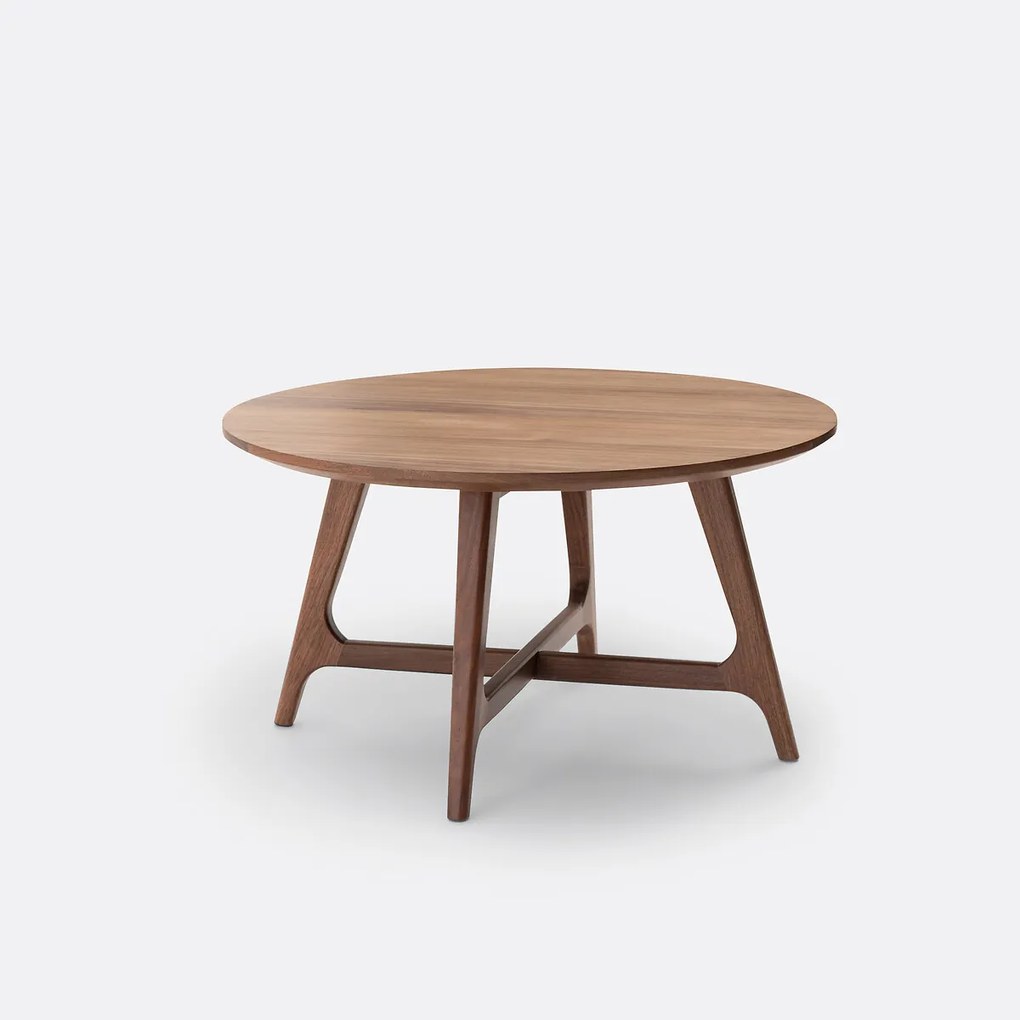 Kleine ronde salontafel, walnoot en fineer, Larsen