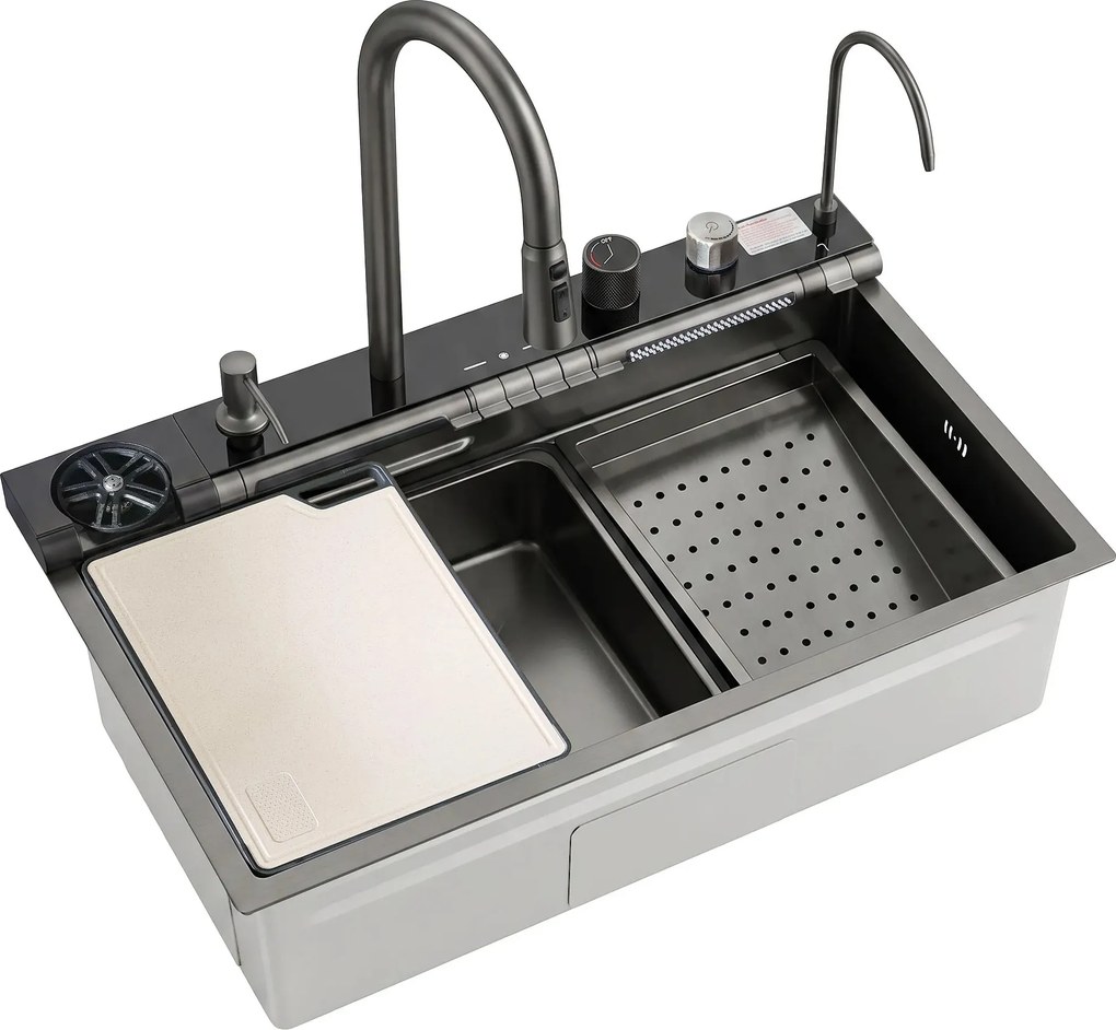 Multifunctionele 10-in-1 stalen spoelbak REA Alonzo Zwart