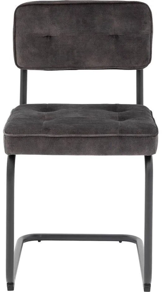 Goossens Basic Eetkamerstoel Freek zwart velvet stof leuning, urban industrieel