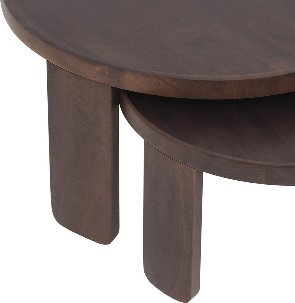 Ronde Salontafel Set Bruin - 70 X 70cm.