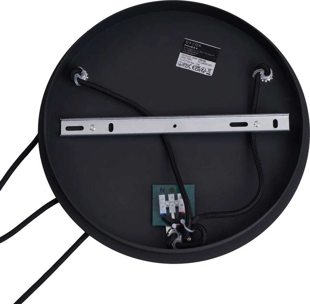 Art deco hanglamp zwart met smoke glas 3-lichts - Douglass