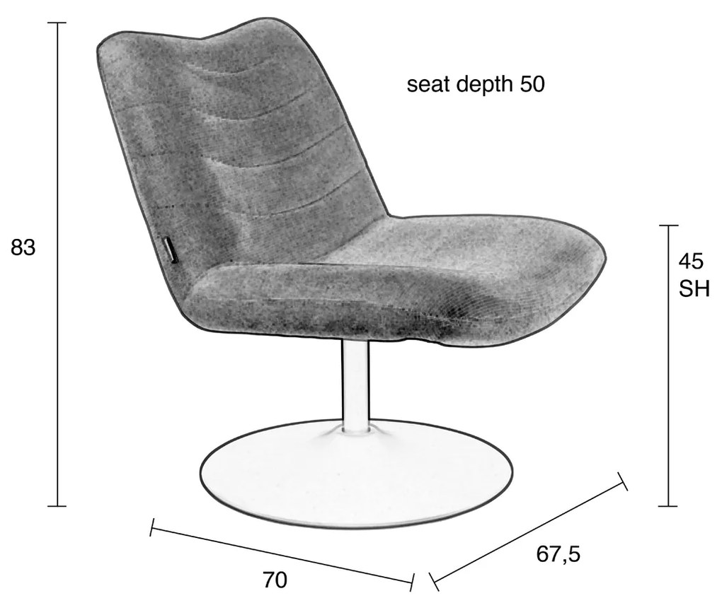 Zuiver Bubba Donkegrijze Draaifauteuil Retro