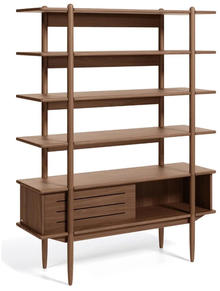 Kave Home Carolin Walnoot Stellingkast Vintage Retro Design - 130x41x169cm.