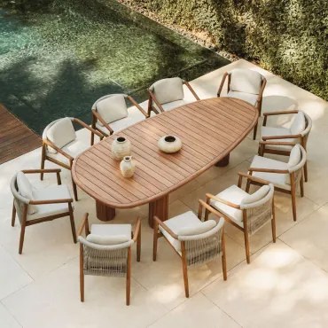 Ovale Tafelset 260x120 Cm In Acaciahout Ginara En 10 Tuinstoelen In Eucalyptus Aderyn Acacia Bruin - Sklum