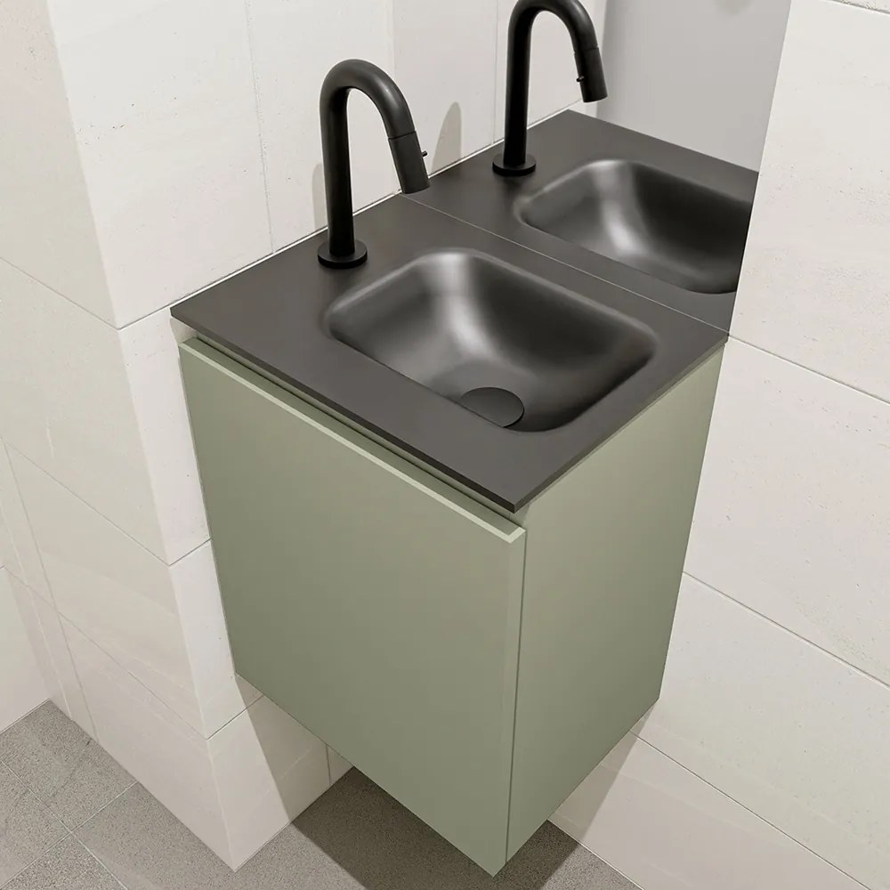 Mondiaz Olan 40cm toiletmeubel army met wastafel urban rechts 1 kraangat