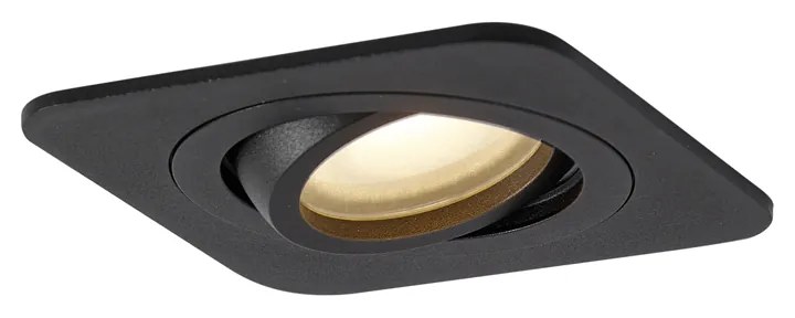 Buitenlamp Set van 6 Afgeronde inbouwspot zwart GU10 50mm draai- en kantelbaar IP44 - Alberto Modern GU10 IP44 Buitenverlichting vierkant Lamp