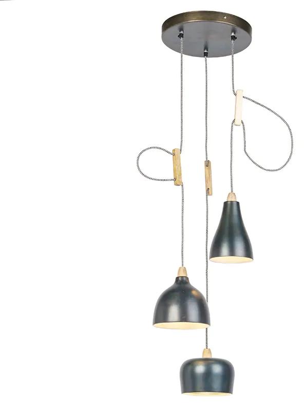 Design hanglamp zink met 3 lichtpunten - Vidya Design E14 Binnenverlichting Lamp