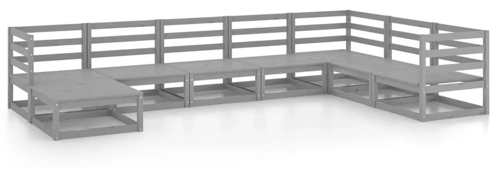 vidaXL 8-delige Loungeset massief grenenhout grijs