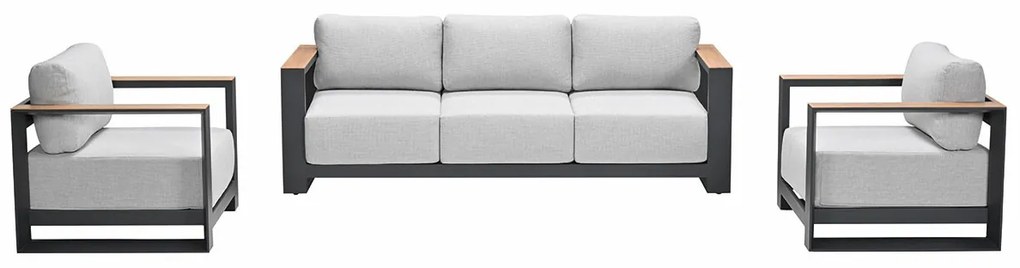 Garden Impressions Malakka loungeset 3 - delig carbon black/valley sand/light teaklook