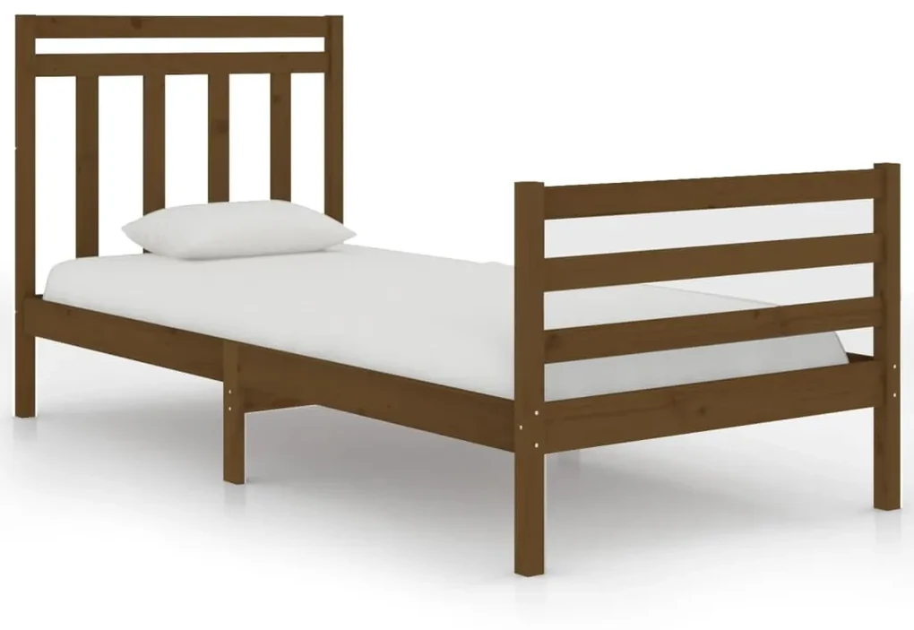 vidaXL Bedframe massief hout honingbruin 75x190 cm 2FT6 Small Single