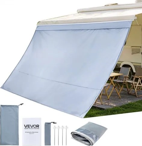 VEVOR zonnescherm (2 x 3,3 m) voor luifels (3,5 m), voorpaneel voor luifel met UV50+ bescherming, PU-hoes met ritssluiting en dubbelgestikt polyester gaasdoek, regenhoes voor campers, caravans en campers.