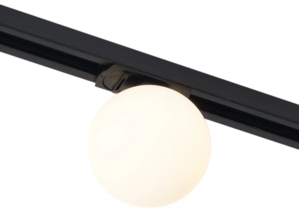 Moderne plafondlamp zwart met wit glas voor railsysteem 1-fase - Iconic Perle