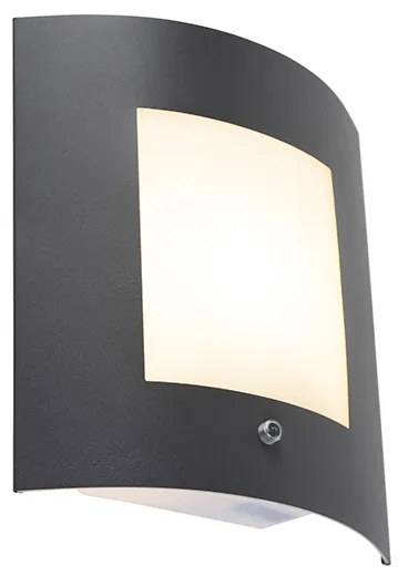 Buiten wandlamp met schemerschakelaar / dag-nacht sensor met bewegingsmelder antraciet IP44 schemersensor - Emmerald Modern E27 IP44 Buitenverlichting