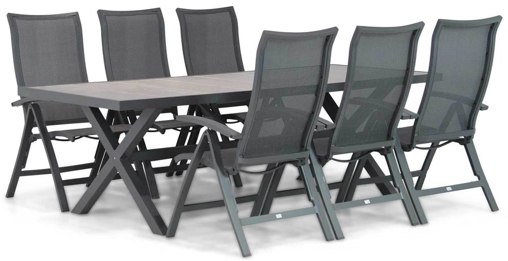 Tuinset 6 personen 245 cm Aluminium/Textileen /Aluminium/textileen Grijs Presto Lucardo/Crossley