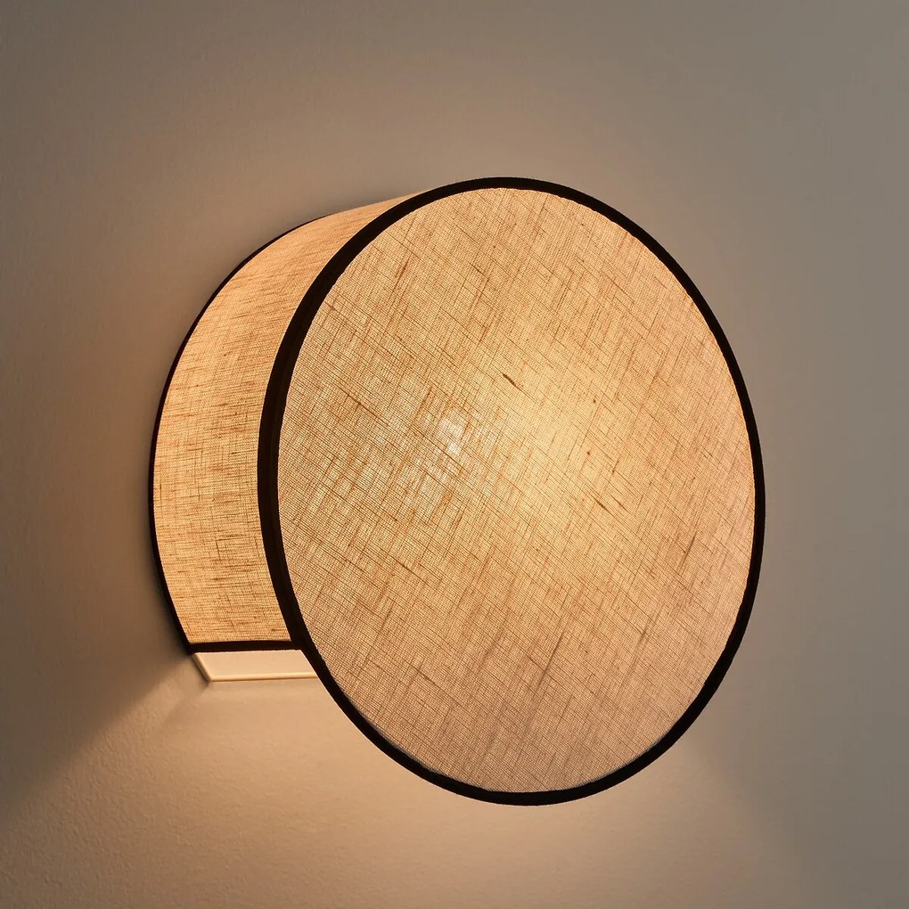 Ronde wandlamp in linnenØ28 cm, Thade