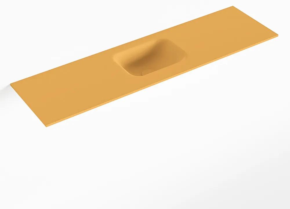 MONDIAZ LEX Ocher solid surface inleg wastafel voor toiletmeubel 110cm. Positie wasbak midden