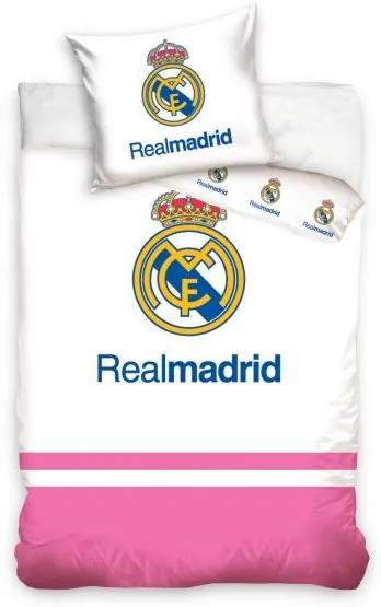 Carbotex Dekbedovertrek Real Madrid Logo Roze/Wit100 X 135 Cm