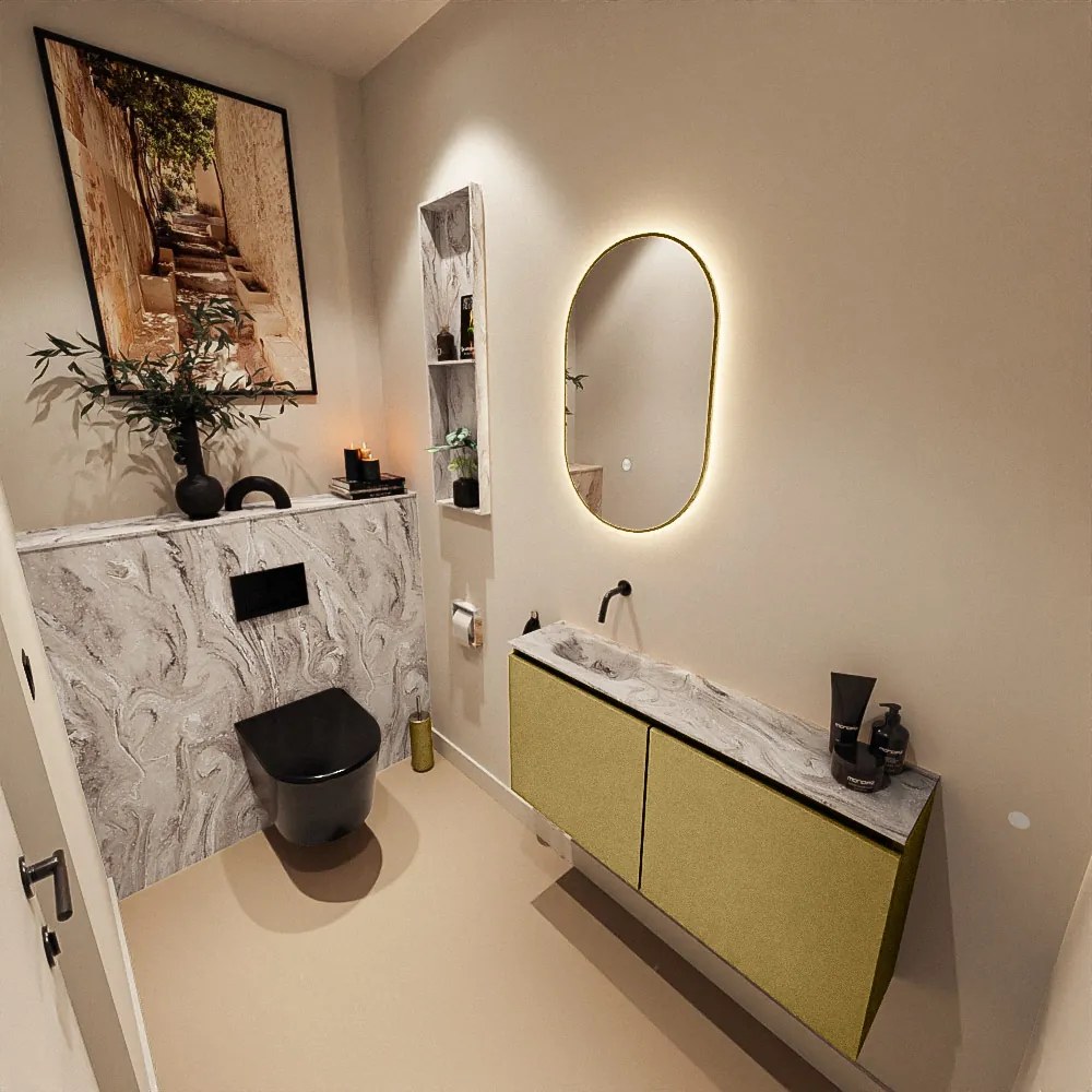 Mondiaz Ture DLux toiletmeubel 100cm oro met wastafel glace links zonder kraangat