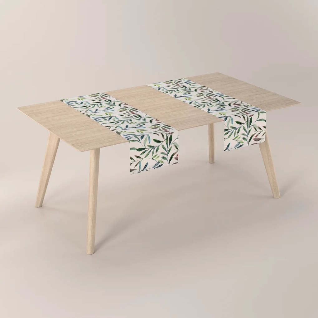 Dekoria Rechthoekige tafelloper, wit-groente, 40 x 130 cm