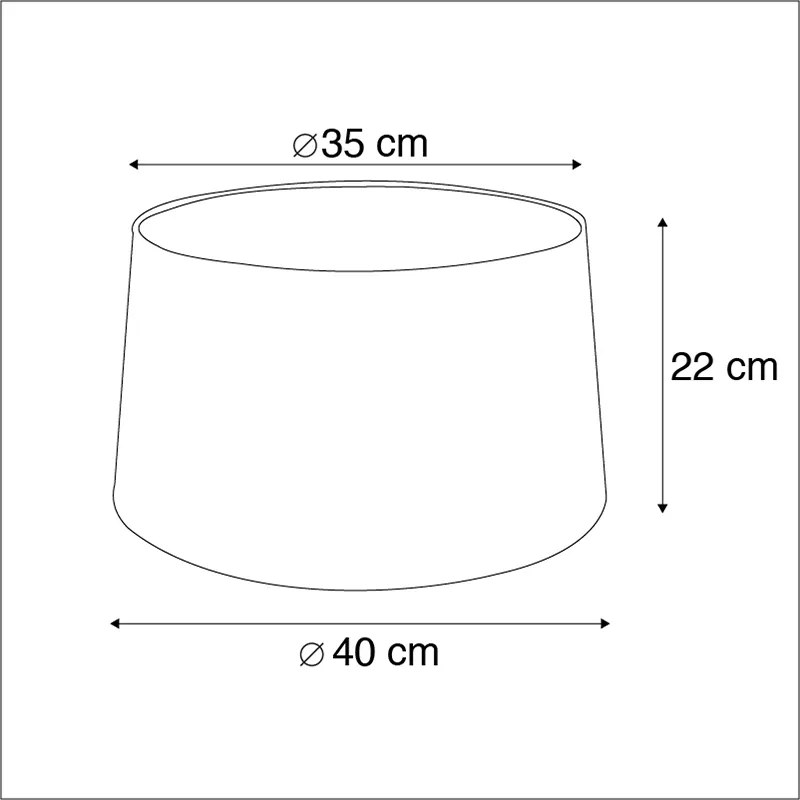 Katoenen lampenkap zwart 40/35/22 met gouden binnenkant