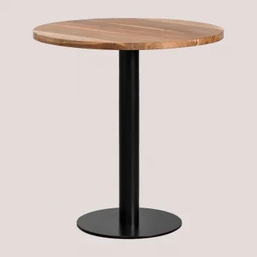 Ronde Barkruk Van Acaciahout Xiren Ø70 Cm & Zwart - Sklum