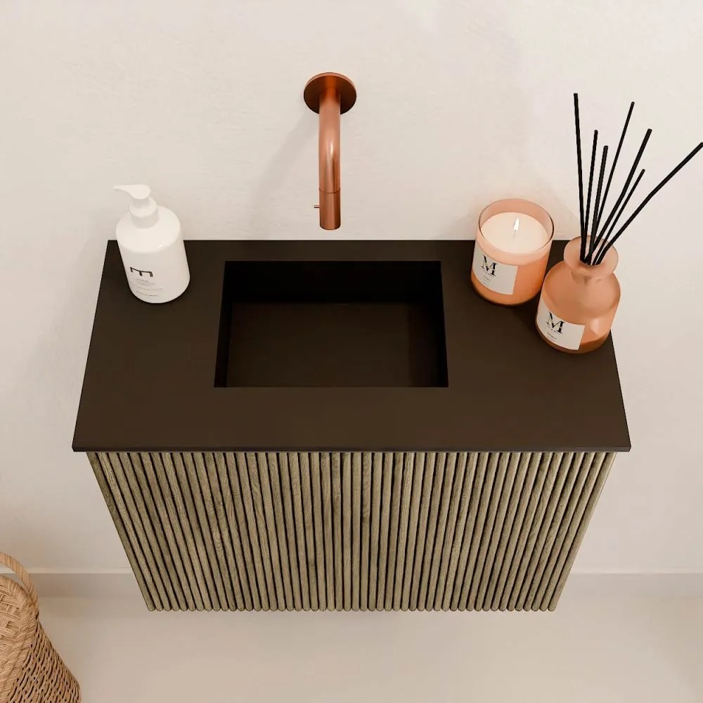 Mondiaz Joya 50cm toiletmeubel dusk met wastafel faye links zonder kraangat urban