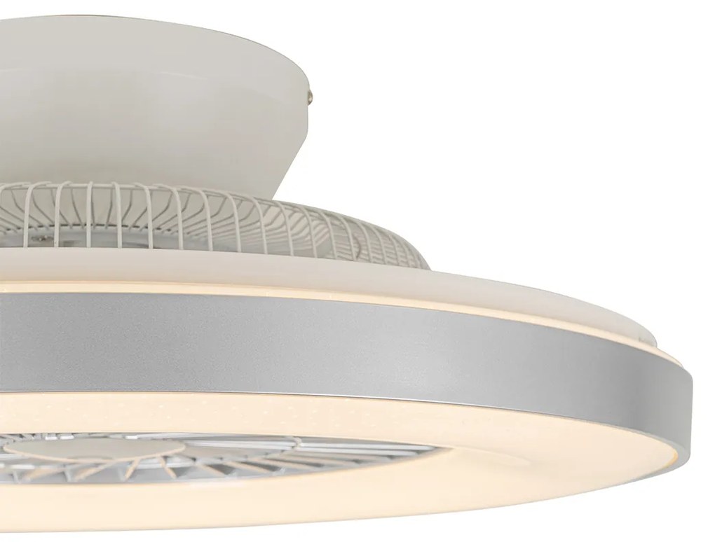 LED Smart Plafondventilator met lamp zilver met ster effect dimbaar - Climo Modern rond Binnenverlichting Lamp