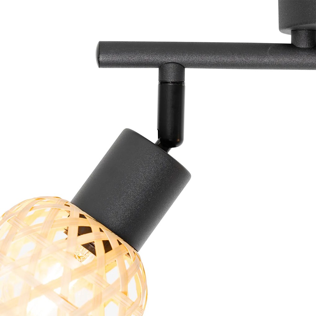 Oosterse spot zwart met bamboe 2-lichts - Rayan