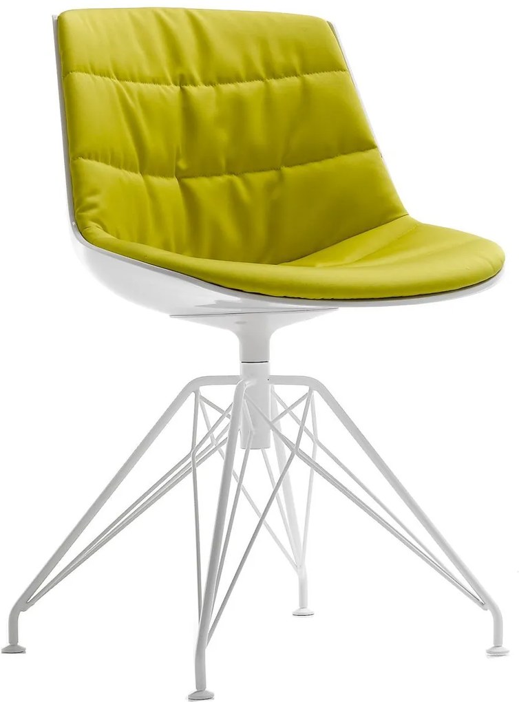 MDF Italia Flow Chair gestoffeerde stoel met wit LEM onderstel witte kuip Gin lichtgroen