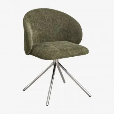 Pack Van 4 Draaibare Eetkamerstoelen Met Bekleding Gryon Chenille Saliegroen - Sklum
