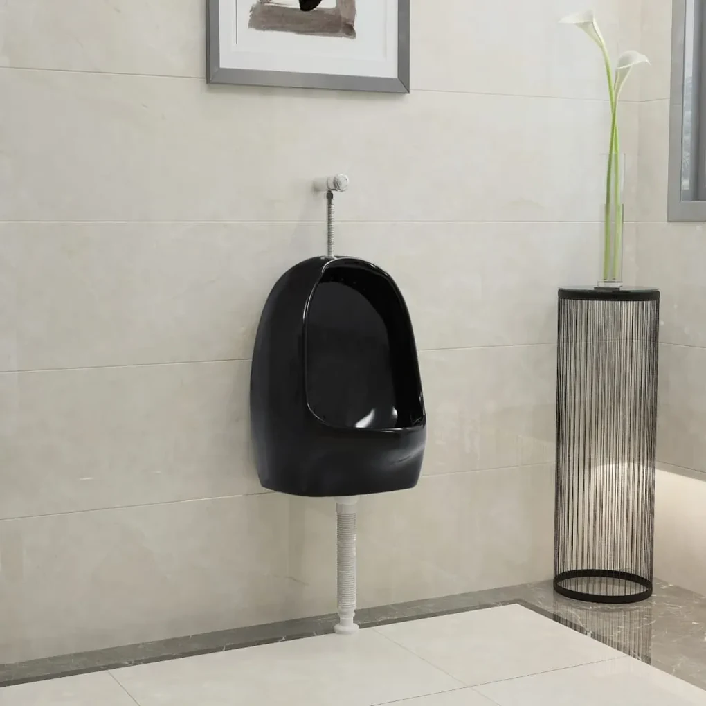 vidaXL Wandurinoir met spoelklep keramiek zwart
