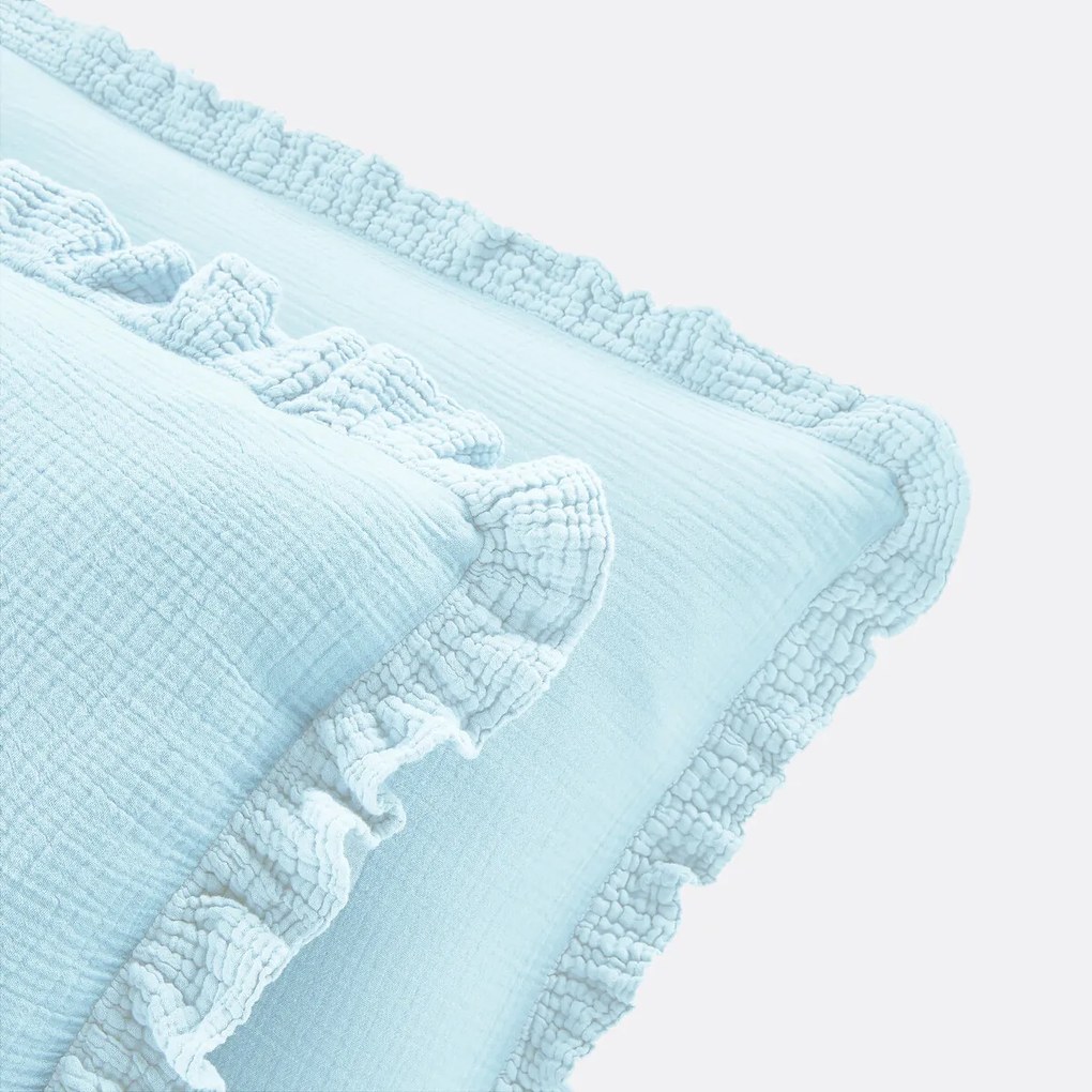 Effen kussensloop in tetra, met volant, Kumla